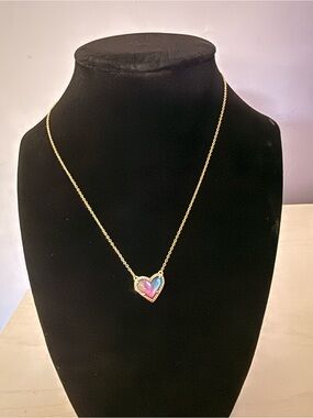 Kendra Scott Ari Heart Gold Pendant Necklace in Watercolor Illusion